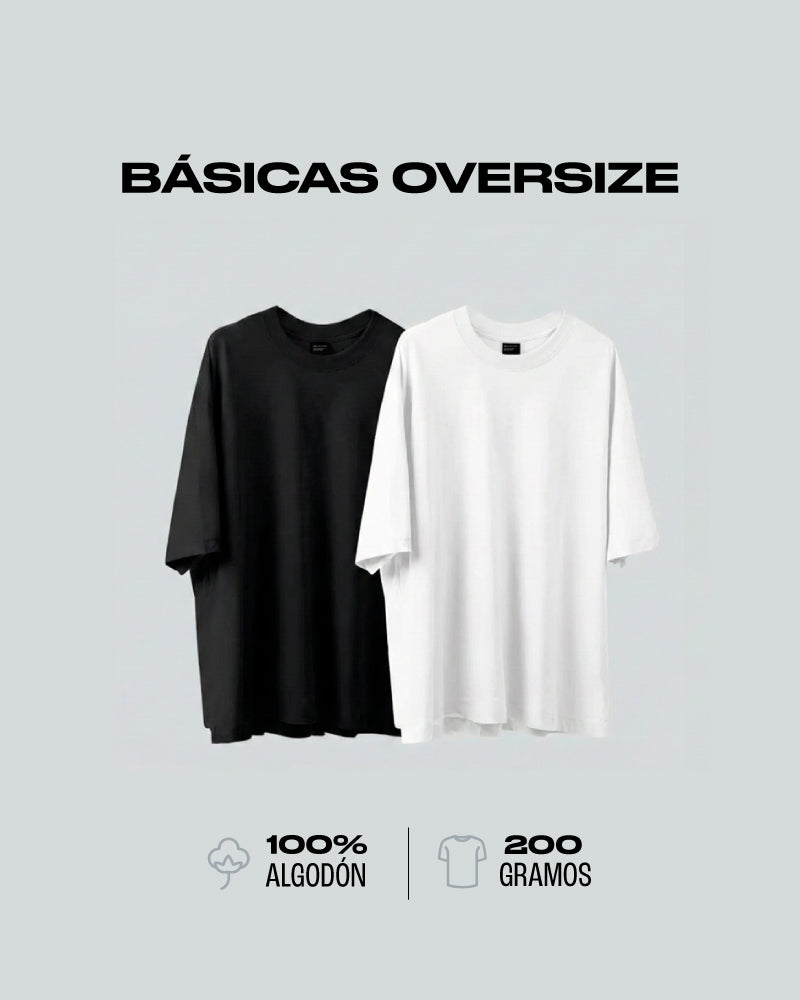Pack x2 Camisetas Básicas Oversizes Black & White